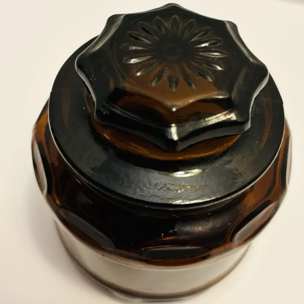 Vintage Amber Brown Apothecary Decor Glass Jar Storage Small Canister 4”